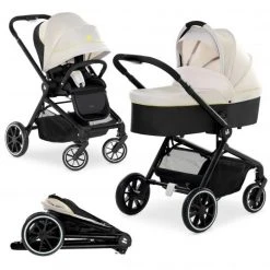 Hauck Kombi-Kinderwagen Move so Simply Set inkl. Babywanne & Sportsitz - mit Liegefunktion - Beige Neon - Kollektion 2022