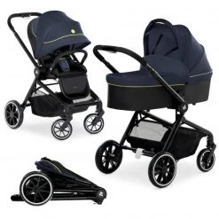 Hauck Kombi-Kinderwagen Move so Simply Set inkl. Babywanne & Sportsitz - mit Liegefunktion - Dark Navy Neon - Kollektion 2022