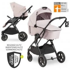 Hauck Kombi-Kinderwagen Vision X Duoset Black (Sportwagen und Babywanne) inkl. XXL Zubehörpaket - Melange Beige