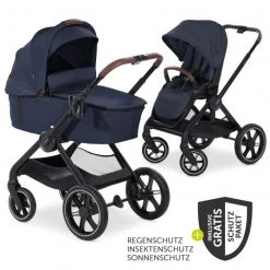 Hauck Kombi-Kinderwagen Walk N Care Set inkl. Babywanne, Sportsitz, Beindecke und XXL Zubehörpaket - Dark Navy Blue - Kollektion 2022
