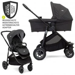 Joie 2in1 Kombi-Kinderwagen-Set Versatrax bis 22 kg belastbar mit Sportsitz, Babywanne, Adapter & XXL-Zubehörpaket - Pavement - Kollektion 2022