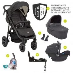 Joie 4in1 Kombi-Kinderwagen-Set Mytrax Flex mit Babyschale, Babywanne, Isofix-Basis, Adapter & XXL Zubehörpaket - Pavement - Kollektion 2022