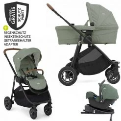 Angebote Kinderwagen Store 32 Joie 4in1 Kombi-Kinderwagen-Set Versatrax mit Babyschale, Babywanne, Isofix-Basis, Adapter & XXL-Zubehörpaket - Laurel - Kollektion 2022