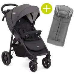 Joie Buggy & Sportwagen Litetrax 4 mit Schieber-Ablagefach & Regenschutz & Fußsack - Coal - Kollektion 2021