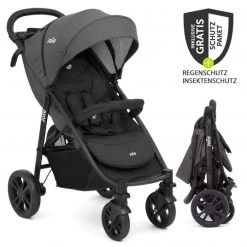 Joie Buggy & Sportwagen Litetrax 4 mit Schieber-Ablagefach, Regenschutz & Insektenschutz - Coal - Kollektion 2022