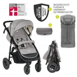 Joie Buggy & Sportwagen Mytrax mit Luftreifen, Getränkehalter, Regenschutz, Fußsack & Handmuff - Gray Flannel - Kollektion 2022