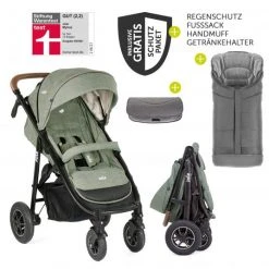 Joie Buggy & Sportwagen Mytrax mit Luftreifen, Getränkehalter, Regenschutz, Fußsack & Handmuff - Laurel - Kollektion 2022