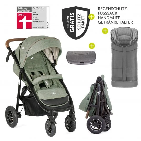 Joie Buggy & Sportwagen Mytrax mit Luftreifen, Getränkehalter, Regenschutz, Fußsack & Handmuff - Laurel - Kollektion 2022 3 Joie Buggy & Sportwagen Mytrax mit Luftreifen, Getränkehalter, Regenschutz, Fußsack & Handmuff - Laurel - Kollektion 2022