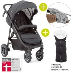 Joie Buggy & Sportwagen Mytrax mit Luftreifen, Getränkehalter, Regenschutz, Fußsack & Handmuff - Pavement - Kollektion 2021