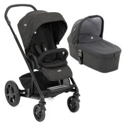 Joie Kombi-Kinderwagen Chrome DLX Set inkl. Babywanne, Fußdecke, Adapter & Regenschutz - Pavement - Kollektion 2022