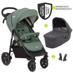 Joie Kombi-Kinderwagen Litetrax 4 mit Schieber-Ablagefach,Babywanne, Adapter & Zubehör Paket - Laurel - Kollektion 2022