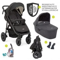 Joie Kombi-Kinderwagen Mytrax Flex mit Komfort-Federung, Babywanne, Adapter bis 22 kg belastbar & XXL Zubehörpaket - Pavement - Kollektion 2022