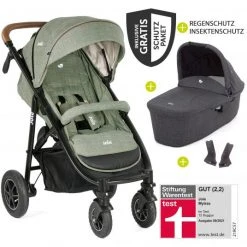 Joie Kombi-Kinderwagen Mytrax mit Luftreifen, Babywanne, Adapter & Zubehör Paket - Laurel - Kollektion 2022