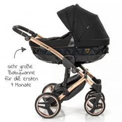 Junama 2in 1 Kombi-Kinderwagen-Set Diamond Individual inkl. Babywanne, Sportsitz, Wickeltasche & Regenschutz - Schwarz Rosegold - Kollektion 2022 -Deutschland Kinderwagen Verkäufe 2024 junama 2in 1 kombi kinderwagen set diamond individual inkl babywanne sportsitz wickeltasche regenschutz schwarz rosegold individual 03 d3