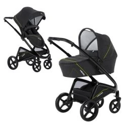 Knorr Baby Kombi-Kinderwagen Head Sport inkl. Babywanne & Sportsitz - Darkgrey-Yellow