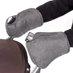 LaLoona Deluxe Handschuhe / Handwärmer für Kinderwagen & Buggys mit 2 Griffen - Melange Grau