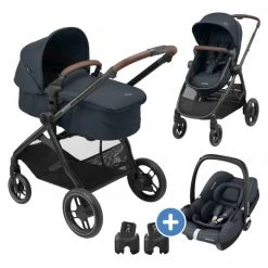 Maxi-Cosi 3- in-1 Kombi-Kinderwagen-Set Zelia³ inkl. Babyschale CabrioFix i-Size & Adapter, 22 kg - Essential Graphite - Kollektion 2022