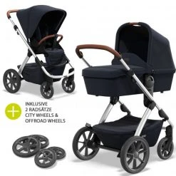 Moon 2in1 Kombi-Kinderwagen No One 2.0 Sportsitz, Babywanne, Matratze, inkl. 2 Radsätze - bis 22 kg - Navy - Kollektion 2022