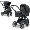 Moon 2in1 Kombi-Kinderwagen Rocca Edition mit Sportsitz, Babywanne & Matratze, Lufträder - bis 22 kg - Anthrazit Black Chrome - Kollektion 2022