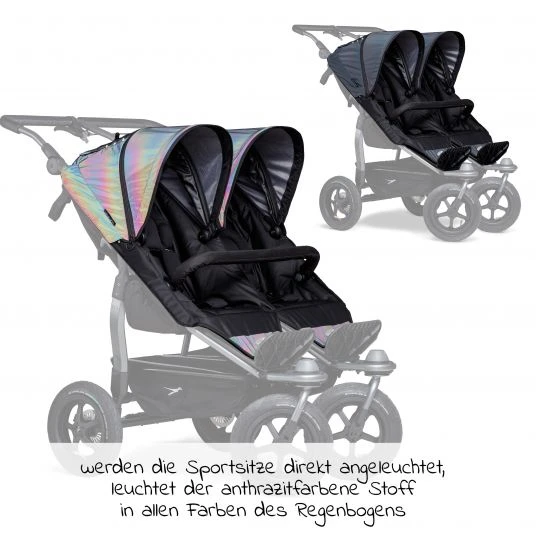 TFK 2 Sportsitze für Duo - XXL Komfort-Sitz inkl. Wetterschutz für Kinder bis 45 kg - Glow in the Dark - Kollektion 2022 4 TFK 2 Sportsitze für Duo - XXL Komfort-Sitz inkl. Wetterschutz für Kinder bis 45 kg - Glow in the Dark - Kollektion 2022 – Bild 2