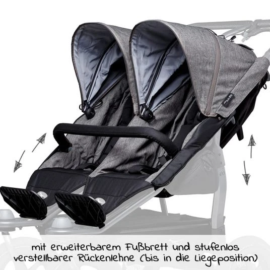 TFK 2 Sportsitze für Duo - XXL Komfort-Sitz inkl. Wetterschutz für Kinder bis 45 kg - Grau - Kollektion 2022 4 TFK 2 Sportsitze für Duo - XXL Komfort-Sitz inkl. Wetterschutz für Kinder bis 45 kg - Grau - Kollektion 2022 – Bild 2