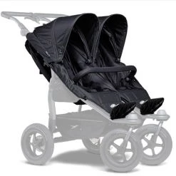 TFK 2 Sportsitze für Duo - XXL Komfort-Sitz inkl. Wetterschutz für Kinder bis 45 kg - Schwarz - Kollektion 2022