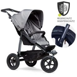 TFK Buggy & Sportkinderwagen Mono mit Luftreifen inkl. Sportsitz bis 34 kg + XXL-Zamboo Zubehörpaket - Grau - Kollektion 2022