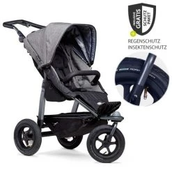 TFK Buggy & Sportkinderwagen Mono mit Luftreifen inkl. Sportsitz bis 34 kg + XXL-Zamboo Zubehörpaket - Premium Grau - Kollektion 2022