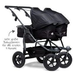 TFK Geschwister- & Zwillingskinderwagen Duo mit Luftreifen - 2x Kombi-Einheit (Wanne + Sitz) + XXL Zamboo Zubehör - Schwarz - Kollektion 2022 -Deutschland Kinderwagen Verkäufe 2024 tfk geschwister zwillingskinderwagen duo mit luftreifen 2x kombi einheit wanne sitz xxl zamboo zubehor schwarz t d1 fa k2 310 zamboo zubehor d3