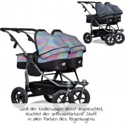 TFK Geschwister- & Zwillingskinderwagen Duo mit Luftreifen - 2x Kombi-Einheit (Wanne+Sitz) + XXL Zubehörpaket - Glow - Kollektion 2022 -Deutschland Kinderwagen Verkäufe 2024 tfk geschwister zwillingskinderwagen duo mit luftreifen 2x kombi einheit wanne sitz xxl zubehorpaket glow t d1 fa k2 gid zamboo zubehor d3
