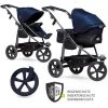 TFK Kombi-Kinderwagen Mono mit Luftkammerreifen - inkl. Kombi-Einheit (Babywanne+Sitz) und XXL-Zamboo Zubehörpaket - Marine - Kollektion 2022