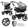 TFK Kombi-Kinderwagen Mono mit Luftkammerreifen - inkl. Kombi-Einheit (Babywanne + Sitz) + XXL-Zamboo Zubehörpaket - Grau - Kollektion 2022