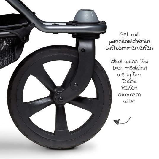 TFK Kombi-Kinderwagen Mono mit Luftkammerreifen - inkl. Kombi-Einheit (Babywanne + Sitz) + XXL-Zamboo Zubehörpaket - Grau - Kollektion 2022 4 TFK Kombi-Kinderwagen Mono mit Luftkammerreifen - inkl. Kombi-Einheit (Babywanne + Sitz) + XXL-Zamboo Zubehörpaket - Grau - Kollektion 2022 – Bild 2