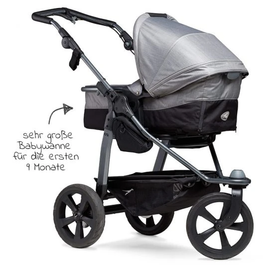 TFK Kombi-Kinderwagen Mono mit Luftkammerreifen - inkl. Kombi-Einheit (Babywanne + Sitz) + XXL-Zamboo Zubehörpaket - Grau - Kollektion 2022 6 TFK Kombi-Kinderwagen Mono mit Luftkammerreifen - inkl. Kombi-Einheit (Babywanne + Sitz) + XXL-Zamboo Zubehörpaket - Grau - Kollektion 2022 – Bild 4