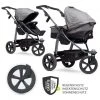 TFK Kombi-Kinderwagen Mono mit Luftkammerreifen - inkl. Kombi-Einheit (Babywanne+Sitz) + XXL-Zamboo Zubehörpaket - Prem. Grau - Kollektion 2022