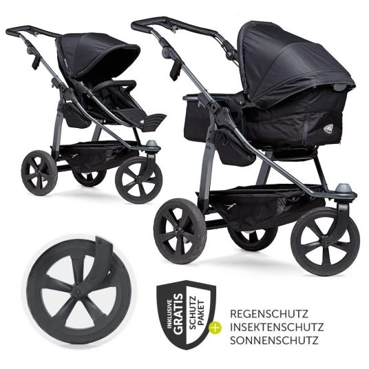 TFK Kombi-Kinderwagen Mono mit Luftkammerreifen - inkl. Kombi-Einheit (Babywanne + Sitz) + XXL-Zamboo Zubehörpaket - Schwarz - Kollektion 2022 3 TFK Kombi-Kinderwagen Mono mit Luftkammerreifen - inkl. Kombi-Einheit (Babywanne + Sitz) + XXL-Zamboo Zubehörpaket - Schwarz - Kollektion 2022