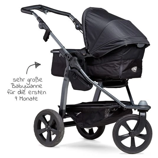 TFK Kombi-Kinderwagen Mono mit Luftkammerreifen - inkl. Kombi-Einheit (Babywanne + Sitz) + XXL-Zamboo Zubehörpaket - Schwarz - Kollektion 2022 6 TFK Kombi-Kinderwagen Mono mit Luftkammerreifen - inkl. Kombi-Einheit (Babywanne + Sitz) + XXL-Zamboo Zubehörpaket - Schwarz - Kollektion 2022 – Bild 4