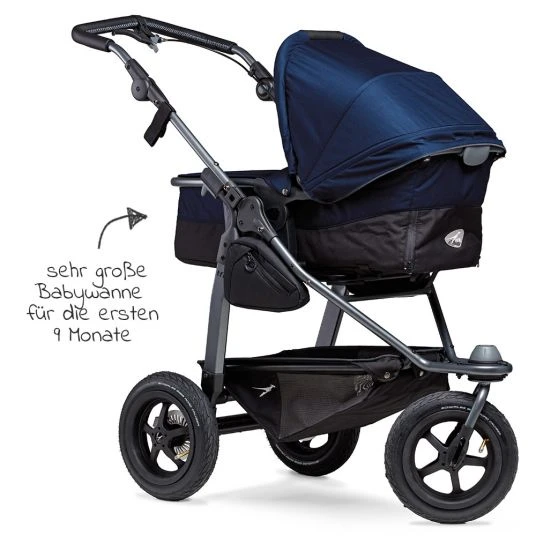 TFK Kombi-Kinderwagen Mono mit Luftreifen - inkl. Kombi-Einheit (Babywanne + Sitz) und XXL-Zamboo Zubehörpaket - Marine - Kollektion 2022 6 TFK Kombi-Kinderwagen Mono mit Luftreifen - inkl. Kombi-Einheit (Babywanne + Sitz) und XXL-Zamboo Zubehörpaket - Marine - Kollektion 2022 – Bild 4