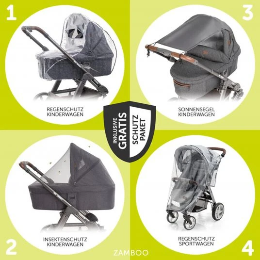 TFK Kombi-Kinderwagen Mono mit Luftreifen - inkl. Kombi-Einheit (Babywanne + Sitz) + XXL-Zamboo Zubehörpaket - Grau - Kollektion 2022 5 TFK Kombi-Kinderwagen Mono mit Luftreifen - inkl. Kombi-Einheit (Babywanne + Sitz) + XXL-Zamboo Zubehörpaket - Grau - Kollektion 2022 – Bild 3