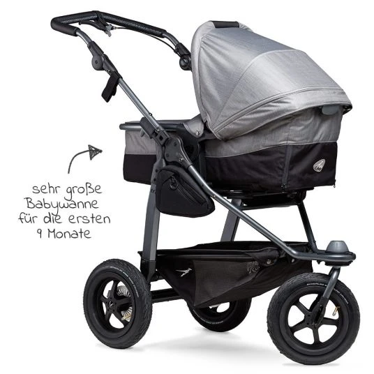 TFK Kombi-Kinderwagen Mono mit Luftreifen - inkl. Kombi-Einheit (Babywanne + Sitz) + XXL-Zamboo Zubehörpaket - Grau - Kollektion 2022 6 TFK Kombi-Kinderwagen Mono mit Luftreifen - inkl. Kombi-Einheit (Babywanne + Sitz) + XXL-Zamboo Zubehörpaket - Grau - Kollektion 2022 – Bild 4