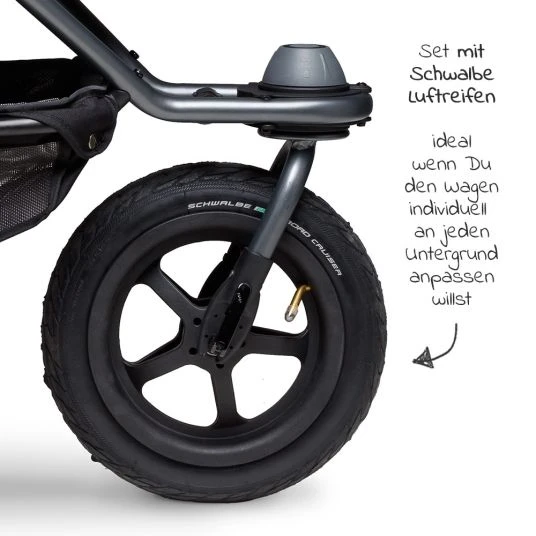 TFK Kombi-Kinderwagen Mono mit Luftreifen - inkl. Kombi-Einheit (Babywanne + Sitz) + XXL-Zamboo Zubehörpaket - Schwarz - Kollektion 2022 4 TFK Kombi-Kinderwagen Mono mit Luftreifen - inkl. Kombi-Einheit (Babywanne + Sitz) + XXL-Zamboo Zubehörpaket - Schwarz - Kollektion 2022 – Bild 2