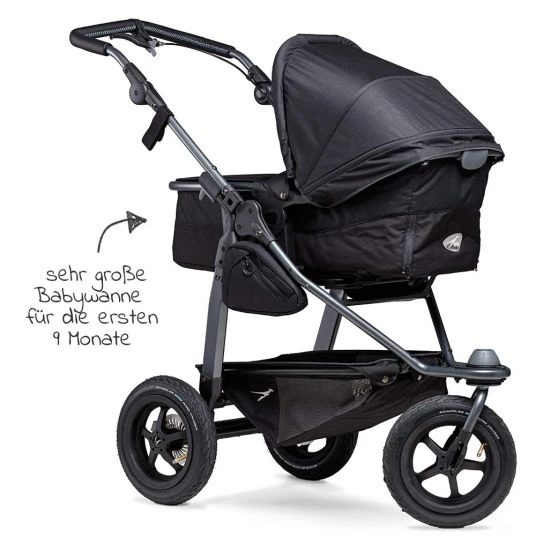 TFK Kombi-Kinderwagen Mono mit Luftreifen - inkl. Kombi-Einheit (Babywanne + Sitz) + XXL-Zamboo Zubehörpaket - Schwarz - Kollektion 2022 6 TFK Kombi-Kinderwagen Mono mit Luftreifen - inkl. Kombi-Einheit (Babywanne + Sitz) + XXL-Zamboo Zubehörpaket - Schwarz - Kollektion 2022 – Bild 4