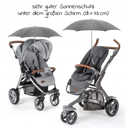 Zamboo Universal Sonnenschirm für Kinderwagen / Buggy (UV-Schutz 50+) Melange Grey 4 Zamboo Universal Sonnenschirm für Kinderwagen / Buggy (UV-Schutz 50+) Melange Grey – Bild 2