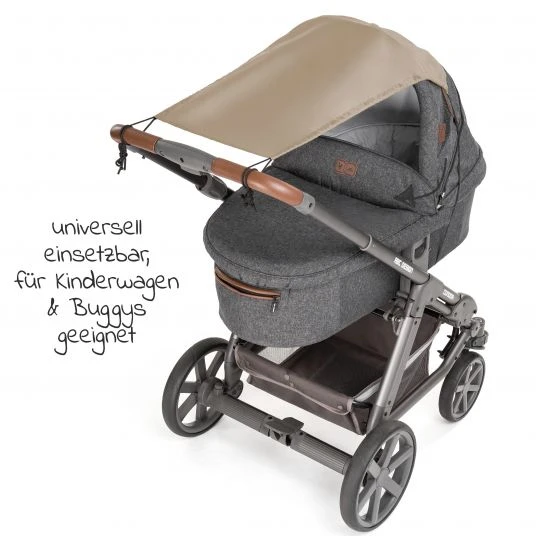 Zamboo Universal Sonnensegel für Kinderwagen - Beige 4 Zamboo Universal Sonnensegel für Kinderwagen - Beige – Bild 2