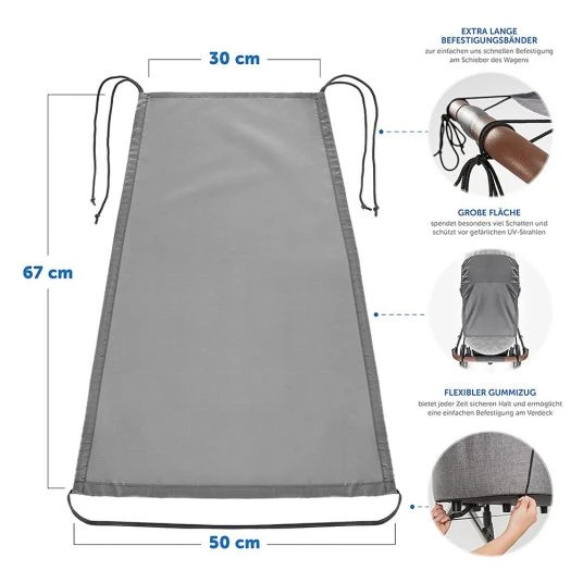 Zamboo Universal Sonnensegel für Kinderwagen und Buggy - Anthrazit 7 Zamboo Universal Sonnensegel für Kinderwagen und Buggy - Anthrazit – Bild 6